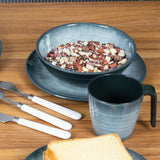 Melamin Tassen 350 ml ideal für Camping 2 Personen - Jesolo Grau Stapelbar - Steingutoptik Trinkbecher Kaffeetasse Kaffeebecher