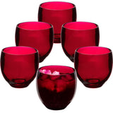 Melamin Geschirr Set für 6 Personen 24 Teile mit Trinkglas rot schwarz Tonoptik - Essgeschirr Acryl Wasserglas - Campinggeschirr