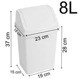 Mülleimer mit Schwingdeckel 8 Liter eckig Schwingdeckeleimer Kunststoff Küche Büro Bad Putzeimer Kosmetikeimer Papierkorb Eimer Abfalleimer Abfallbehälter Mülltonne Müll Abfallsammler