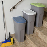 3x 40 Liter Mülleimer Rollen Schmal Deckel Müllsackhalterung Recycling Mülltrennung Abfalleimer Abfallbehälter Müll Küche rechteckig Abfallsammler Kunststoff Eimer Mülltonne