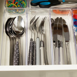 Schubladen Ordnungssystem 24x8 cm klar transparent 5,5 cm hoch Antislip - Organizer für Schminktisch Kosmetik Bad Küche Büro Box Kiste Besteck Aufbewahrungsbox klein Ordnungsbox Schubladeneinsatz