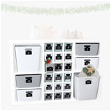24 Boxen für einen DIY Adventskalender mit Beschriftungsclips für einen Würfelregal - zum Befüllen nachhaltig wiederverwendbar für die ganze Familie