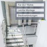 Edelstahl Endstück für 33,7 mm Rohre - Halbrund - V2A Fitting für Geländer Handlauf Balkon Endkappe gebürstet - Steckverbindung Press Kappe Stöpsel Stopfen Rohrendkappe Abdeckkappe Rohrstopfen