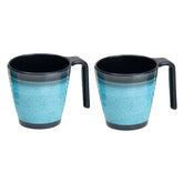 Camping Melamin Tassen - 2 Stück stapelbar jeweils 300ml - Steingut Optik Schwarz-Blau Trinkbecher Kaffeetasse Kaffeebecher Tasse - Henkeltasse Wohnwagen Wohnmobil Geschirr