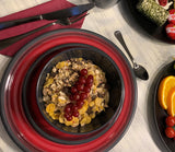 Melamin Geschirr Set für 6 Personen 18 Teile - schwarz rot - Campinggeschirr Geschirrset Tafelgeschirr Camping