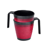 Camping Melamin Tassen - 2 Stück stapelbar jeweils 300ml - Steingut Optik Schwarz-Rot Trinkbecher Kaffeetasse Kaffeebecher Tasse - Henkeltasse Wohnwagen Wohnmobil Geschirr