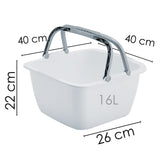 Schüssel mit Tragegriff Waschschüssel 18,5 Liter 40 x 40 cm Quadratisch Spülschüssel Wasserschüssel Tragekorb Kunststoff Spüle Korb Waschbecken Aufbewahrung Camping Abwaschschüssel Plastik Eimer