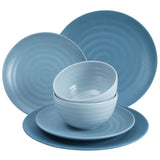 Melamin Camping Geschirr Set für 2 Personen - Tellern und Tassen - 8 Teile - Blau mit Oberflächenstruktur Campinggeschirr - Outdoor Tafelgeschirr Wohnwagen Wohnmobil Geschirrset