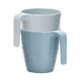 Camping Melamin Tassen - 2 Stück stapelbar jeweils 325ml - Tonoptik Blau Trinkbecher Kaffeetasse Kaffeebecher Tasse - Henkeltasse Wohnwagen Wohnmobil Geschirr