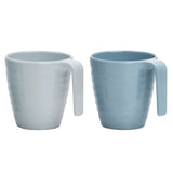 Camping Melamin Tassen - 2 Stück stapelbar jeweils 325ml - Tonoptik Blau Trinkbecher Kaffeetasse Kaffeebecher Tasse - Henkeltasse Wohnwagen Wohnmobil Geschirr