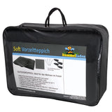 Vorzeltteppich Soft Breite 250/300/350 - ZUSCHNEIDBAR - ohne Ausfransen - formfest - weich - grau leicht waschbar - Aufbewahrungstasche Heringe und Clips Camping Wohnwagenteppich Vorzelt Unterlage