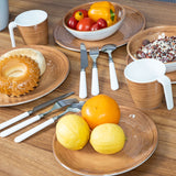 Melamin Geschirr Set Bambi Braun für 4 Personen - 13 Teile Holzoptik mit Aufbewahrungstasche Essgeschirr Campinggeschirr