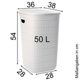 Wäschekorb 50 Liter groß mit Deckel Wäschesammler mit Löcher 38x36x54cm Wäschebox Wäschesortierer Haushaltskorb Korb Haushalt Kunststoff Wäschetruhe Wäschetonne Wäschesack