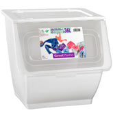 Stapelbarer Müllsortierer 36 Liter Weiss Wäschesortierer Aufbewahrungsbox mit transparentem Frontdeckel faltbarer Deckel Stapelkiste