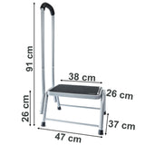 Caravan Trittstufe 45x37x26 cm mit Haltegriff aus Stahl bis zu 150kg belastbar mit Anti-Rutsch-Trittfläche Einstiegshilfe Einzeltritt Wohnwagen Wohnmobil Fußbank Trittleiter