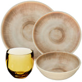 PRODUKTSET - 30514+30672 - Hummelladen Melamingeschirrset Jesolo Sand mit Trinkglas 400ml 6 Personen