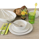 Melamin Geschirrset für 4 Personen - 15 Teile mit Salatschlüssel elegante Steingut Optik Campinggeschirr Geschirrset Tafelgeschirr