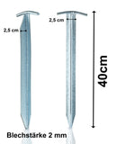5 Stück Stahl Hering 40 cm - T-Profil - Felsnagel Zelthering harter Boden Zeltnagel Zeltpflock Erdspieß Camping Zubehör Outdoor Set