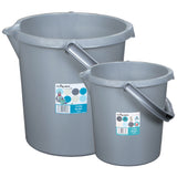 2x Eimer je 5 und 10 Liter mit Henkel Grau - Putzeimer Abfalleimer Papierkorb | Mülltonne Kosmetikeimer Windeleimer Wischeimer Wassereimer 5 / 10 L Aufbewahrung - Kunststoff - Haushalt Reinigung Zubehör