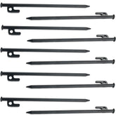 10 Stück Stahl Felsnagel 30 cm - rundes Profil Ø10mm - Schwarz Hering Zelthering harter Boden Zeltnagel Zeltpflock Erdspieß Camping Zubehör Outdoor Set