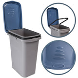 3x 40 Liter Mülleimer Rollen Schmal Deckel Müllsackhalterung Recycling Mülltrennung Abfalleimer Abfallbehälter Müll Küche rechteckig Abfallsammler Kunststoff Eimer Mülltonne