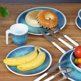 Melamin Geschirr Set Jesolo Blau für 2 Personen - 6 Teile - Steingutoptik Campinggeschirr