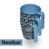 Melamin Tassen 350 ml ideal für Camping 4 Personen - Toskana Pastel - Stapelbar - Steingutoptik Mandala Trinkbecher Kaffeetasse Kaffeebecher