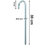 10 Stück Zeltnagel 30 cm Ø10mm J-Form geriffelte Oberfläche J-Typ Bodenanker für Marktstand Pavilons Trampolin Erdanker Zeltpflock