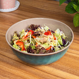 Melamin Salatschüssel - Jesolo Grün Steingutoptik Ø27 cm - 3,5 Liter Spülmaschinengeeignet Campinggeschirr Servierschüssel Camping Outdoor Garten Obst Schale Rund modernes Melamingeschirr Schüssel