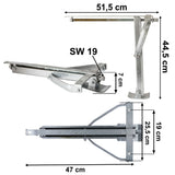 Ausdrehstütze Eckstütze für Wohnwagen Anhänger mit Gelenkfuß aus feuerverzinktem Stahl 45 cm Stützbein 500kg Tragkraft geeignet für Caravan Trailer Abstützung - Gesamtgewicht bis 1000 kg - Nivelierstütze