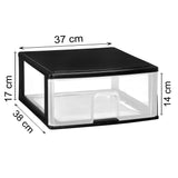 Schubladenbox großen Schubladen 38x37 cm - schwarz-transparent Kunststoff Drawer Tower Box Organizer für Schreibtisch Easy-Pull-System