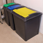 1x 50 Liter + 2x 25 Liter Mülltonne Schwarz Recyclingtonne mit abnehmbarem Klappdeckel - Schmal Küche Mistkübel Trash Bin Gelber Sack Groß Küchenabfalleimer Papiermülleimer