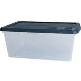 AUFBEWAHRUNGSBOX - 9 Liter - Aufbewahrungsbox mit Deckel - 38x23x15cm transparent Navy Blau - stapelbar - Kunststoff Box Stapelkiste Büro Storage Aufbewahrung Flach