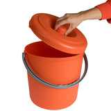 Mülleimer 15 Liter mit verschließbarem Deckel und Henkel 29cm hoch - Ø27cm Abfallsammler Biomüll Eimer Küche Mülltonne Windeleimer Senioren Baby Kunststoff rund