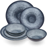 Melamin Geschirr Set Jesolo Grau für 2 Personen - 6 Teile - Steingutoptik Campinggeschirr Camping