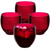 Melamin Geschirr Set für 4 Personen 16 Teile mit Trinkglas rot schwarz Tonoptik - Essgeschirr Acryl Wasserglas - Campinggeschirr