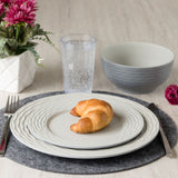 Melamin Geschirrset für 4 Personen - 12 Teile elegante Steingut Optik in Grau - Campinggeschirr Geschirrset Tafelgeschirr Spülmaschinengeeignet Tableware Outdoor Camping