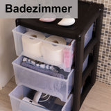 Schubladenbox mit 4 Schubladen 38x38x79 cm - schwarz-transparent Kunststoff Drawer Tower Box Organizer für Schreibtisch Easy-Pull-System