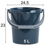 2x Eimer je 5 und 10 Liter mit Henkel Grau - Putzeimer Abfalleimer Papierkorb | Mülltonne Kosmetikeimer Windeleimer Wischeimer Wassereimer 5 / 10 L Aufbewahrung - Kunststoff - Haushalt Reinigung Zubehör