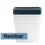 AUFBEWAHRUNGSBOX - 6,7 Liter - Aufbewahrungsbox mit Deckel - 28x17,5x20,5cm transparent Navy Blau - stapelbar - Kunststoff Box Stapelkiste Büro Storage Aufbewahrung