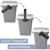 Abfalleimer 7 Liter 23x19x30,5cm - mit Gummidichtung im Deckel - mit dem Henkel verschließbar - Geruchstdichter Mülleimer Biomüll Windeleimer Wickeleimer Hygieneeimer Katzeneimer Küche Kompost