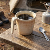 Melamin 4 Tassen 350 ml ideal für Camping - Jesolo Sand - Stapelbar - Steingutoptik Trinkbecher Kaffeetasse Kaffeebecher