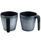 Melamin Tassen 350 ml ideal für Camping 2 Personen - Jesolo Grau Stapelbar - Steingutoptik Trinkbecher Kaffeetasse Kaffeebecher