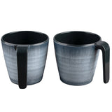 Melamin Tassen 350 ml ideal für Camping 2 Personen - Jesolo Grau Stapelbar - Steingutoptik Trinkbecher Kaffeetasse Kaffeebecher