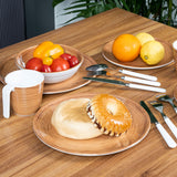 Melamin Geschirr Set Bambi Braun für 4 Personen - 16 Teile mit klaren Weingläsern aus Acryl Steingutoptik Campinggeschirr