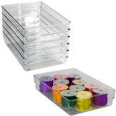 Schubladen Ordnungssystem 24x16 cm klar transparent 5,5 cm hoch Antislip - Organizer für Schminktisch Kosmetik Bad Küche Büro Box Kiste Besteck Aufbewahrungsbox klein Ordnungsbox Schubladeneinsatz