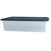 AUFBEWAHRUNGSBOX - 8 Liter - DINA4-Format mit Deckel - 39x27,5x10 cm - transparent Navy Blau - stapelbar - Kunststoff Box Stapelkiste Büro Storage Aufbewahrung Flach