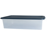 AUFBEWAHRUNGSBOX - 8 Liter - DINA4-Format mit Deckel - 39x27,5x10 cm - transparent Navy Blau - stapelbar - Kunststoff Box Stapelkiste Büro Storage Aufbewahrung Flach