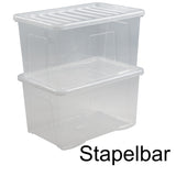 AUFBEWAHRUNGSBOX 20 Liter - Aufbewahrungsbox mit Deckel - 39x29x25cm - transparent klar - stapelbar - DINA4 Format - Kunststoff Box Stapelkiste Unterbettkommode Büro