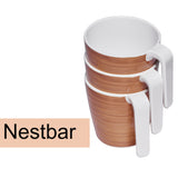 6 Stück Melamin Tasse 350 ml ideal für Camping - Bambi Braun - Stapelbar - 6 Personen Holzoptik Trinkbecher Kaffeetasse Kaffeebecher